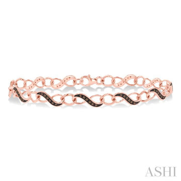 1/4 ctw Round cut Champagne Brown Diamond Infinity Bracelet in 10K Rose Gold